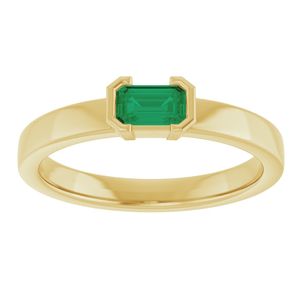 14K Yellow Gold Lab-Grown Emerald Family Stackable Ring