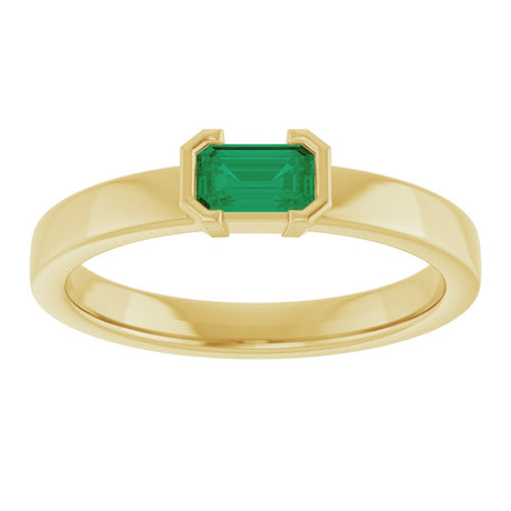 14K Yellow Gold Lab-Grown Emerald Family Stackable Ring