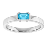 Sterling Silver Natural Aquamarine Family Stackable Ring