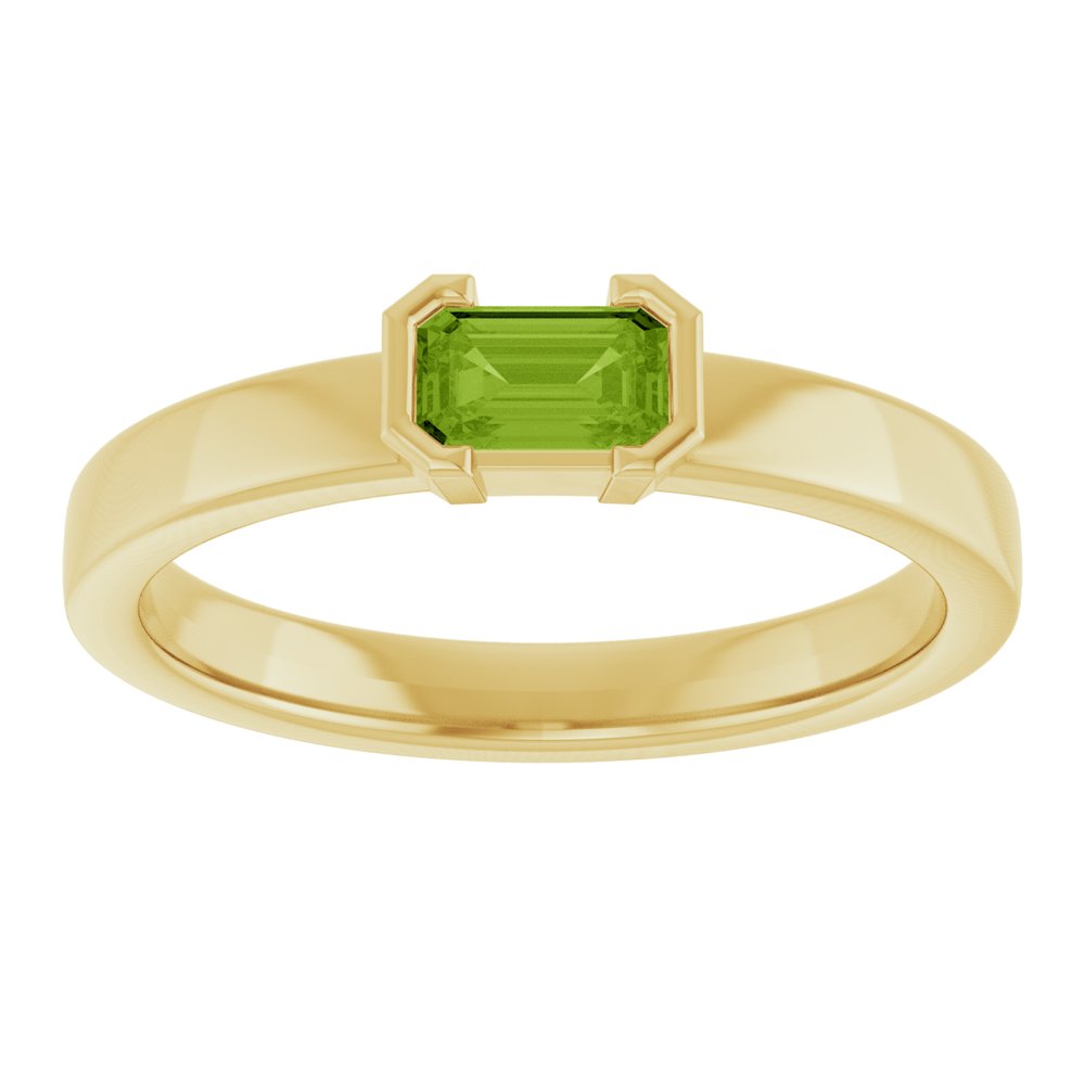 14K Yellow Gold Natural Peridot Family Stackable Ring