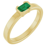14K Yellow Gold Lab-Grown Emerald Family Stackable Ring
