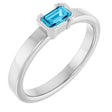 Sterling Silver Natural Aquamarine Family Stackable Ring