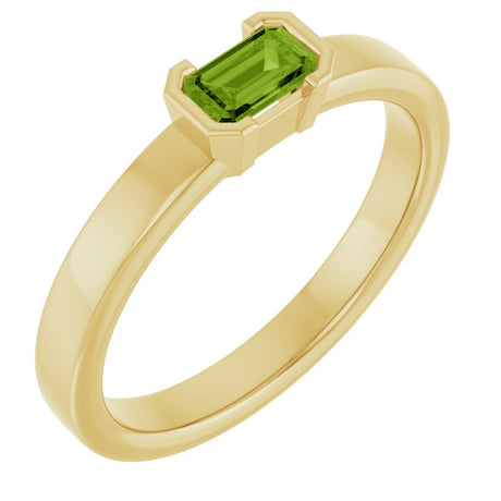14K Yellow Gold Natural Peridot Family Stackable Ring