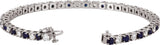 14K White Lab-Grown Blue Sapphire & 2 1/3 CTW Natural Diamond Line 7" Bracelet