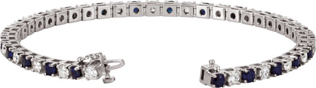 14K White Gold Lab-Grown Blue Sapphire & 2 3/8 CTW Lab-Grown Diamond Line 7" Bracelet