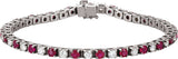 14K White Lab-Grown Ruby & 2 3/8 CTW Lab-Grown Diamond Line 7" Bracelet