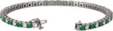 14K White Gold Lab-Grown Emerald & 2 3/8 CTW Lab-Grown Diamond Line 7" Bracelet