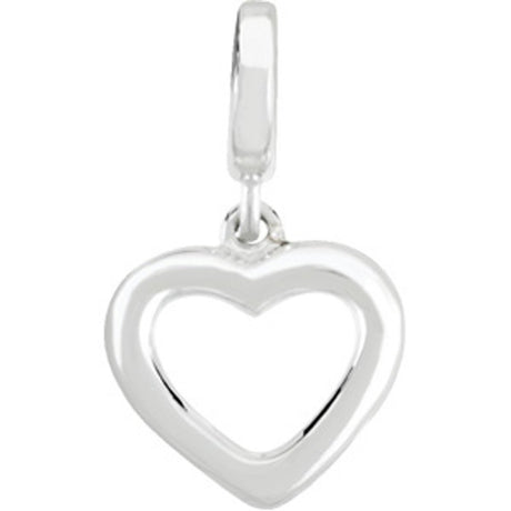 14K White Gold Heart Charm/Pendant