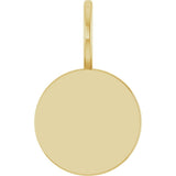 14K Yellow Gold Engravable Disc Charm/Pendant