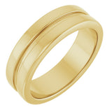 14K Yellow Gold 6 mm Grooved Band Size 10