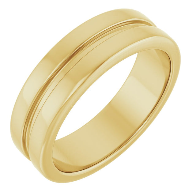 14K Yellow Gold 6 mm Grooved Band Size 10
