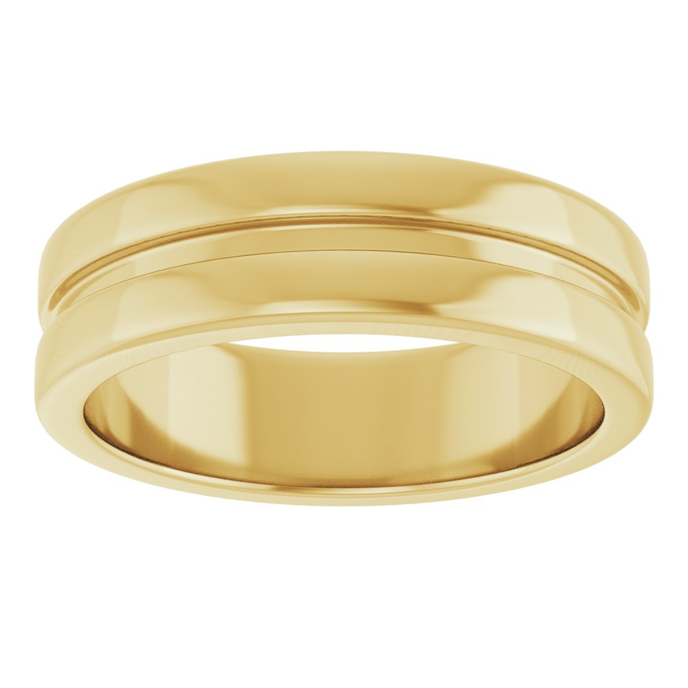 14K Yellow Gold 6 mm Grooved Band Size 10