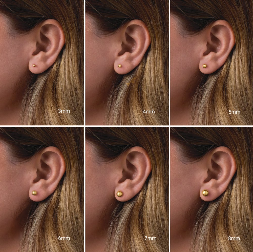 14K Yellow Gold 8 mm Ball Earrings