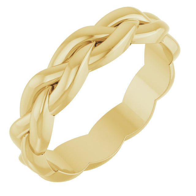 14K Yellow Gold 4 mm Woven-Design Band Size 6