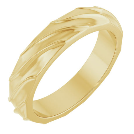 14K Yellow Gold 4 mm Ridged Band Size 7