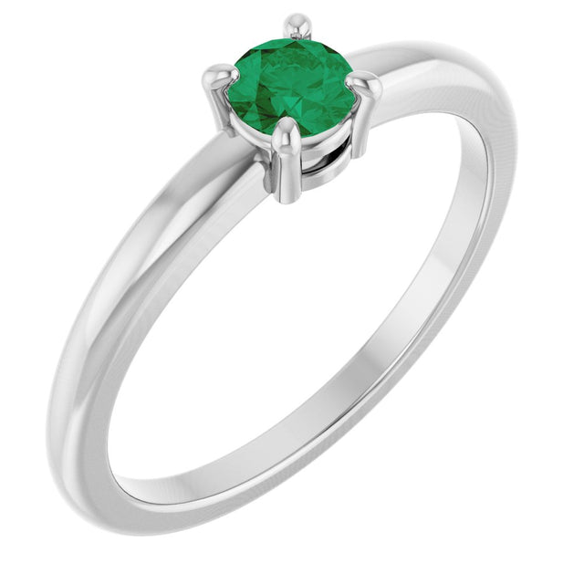 Sterling Silver Natural Emerald Ring