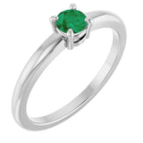 14K White Gold Natural Emerald Ring