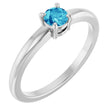 14K White Gold Natural Blue Zircon Ring
