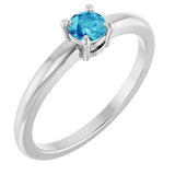 14K White Gold Natural Blue Zircon Ring