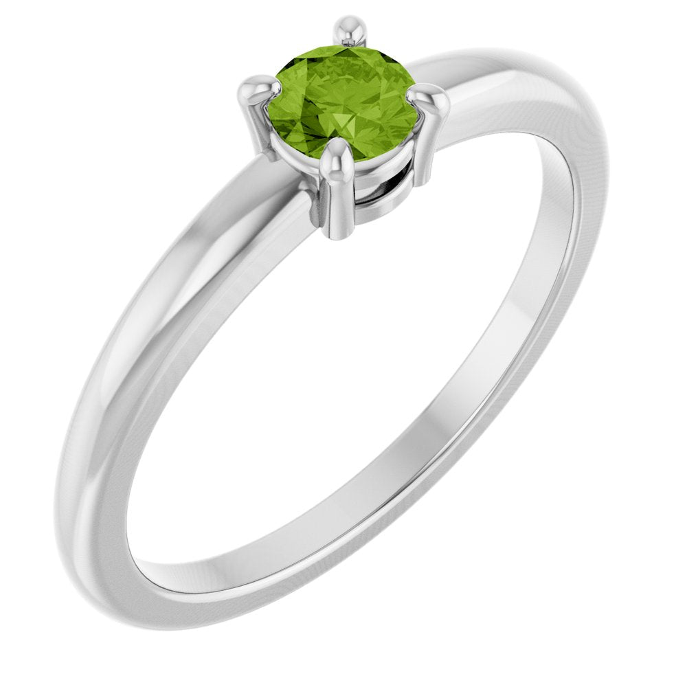14K White Gold Natural Peridot Ring