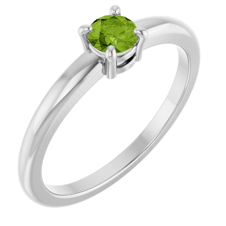 14K White Gold Natural Peridot Ring