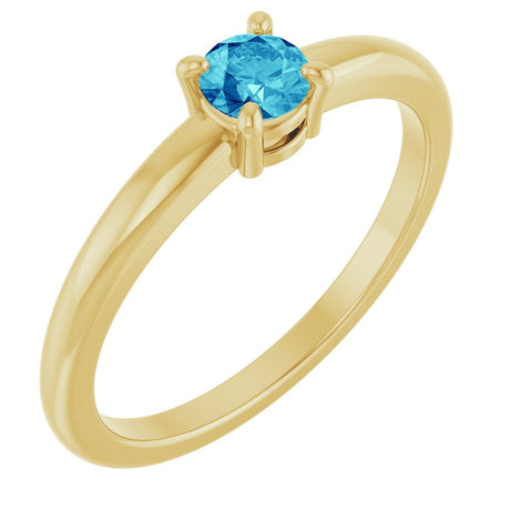 14K Yellow Gold Natural Blue Zircon Ring