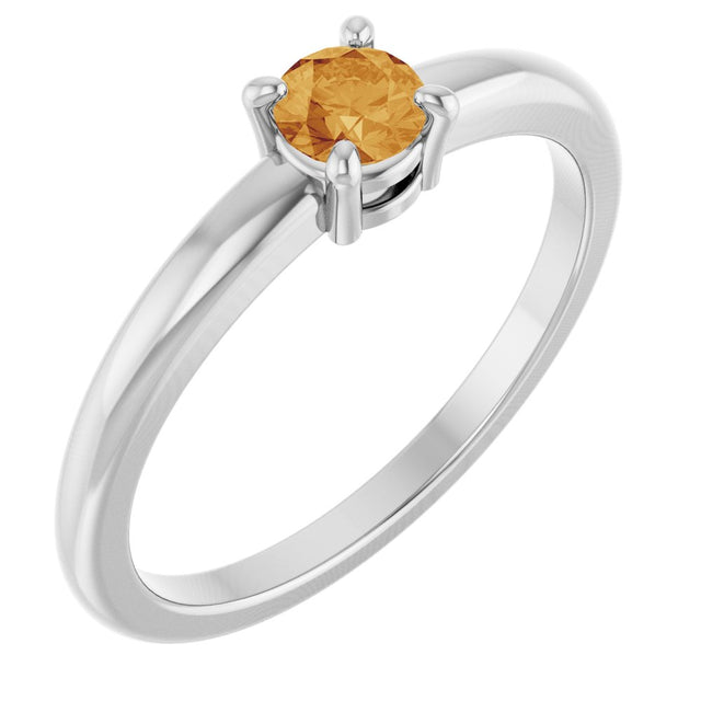 14K White Gold Natural Citrine Ring