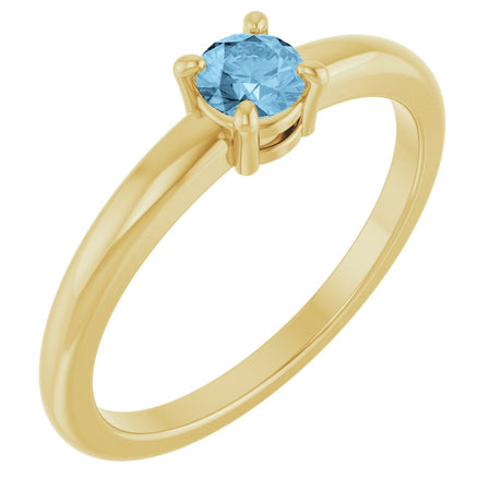 14K Yellow Gold Natural Sky Blue Topaz Ring