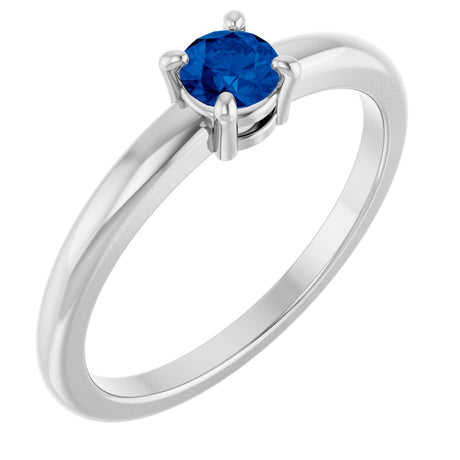 14K White Gold Natural Blue Sapphire Ring