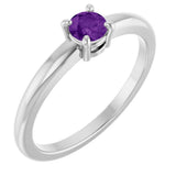 14K White Gold Natural Amethyst Ring