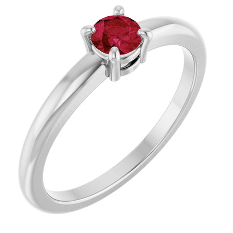 14K White Gold Natural Ruby Ring