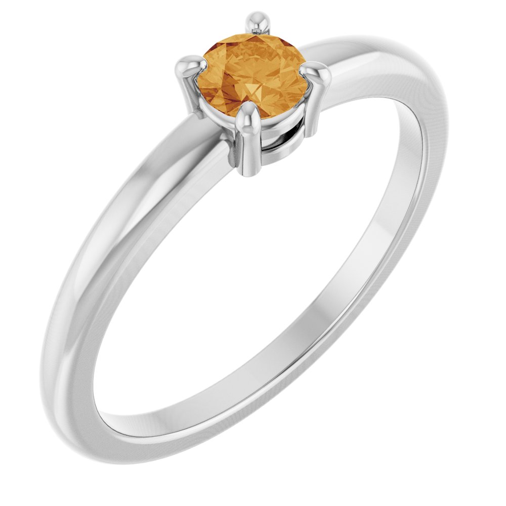 14K White Gold Natural Citrine Ring