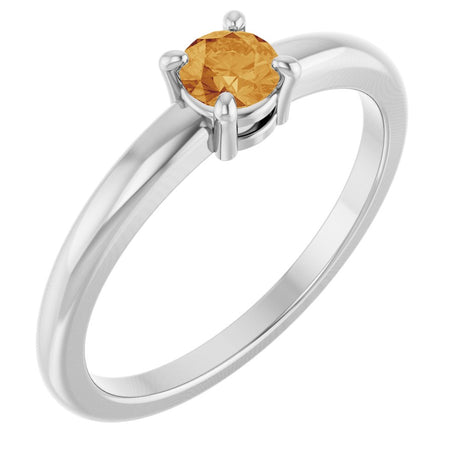 14K White Gold Natural Citrine Ring