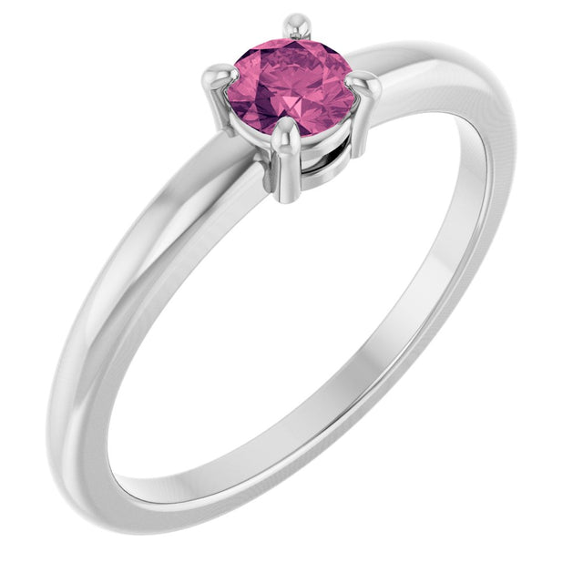 14K White Gold Natural Pink Tourmaline Ring