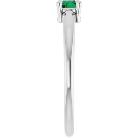 14K White Gold Natural Emerald Ring