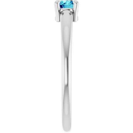 14K White Gold Natural Blue Zircon Ring