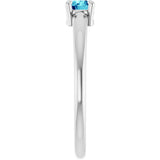 14K White Gold Natural Blue Zircon Ring