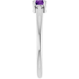 14K White Gold Natural Amethyst Ring