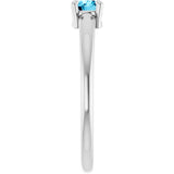 Sterling Silver Natural Aquamarine Ring