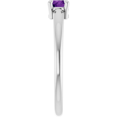 14K White Gold Natural Amethyst Ring
