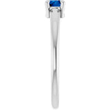 14K White Gold Natural Blue Sapphire Ring
