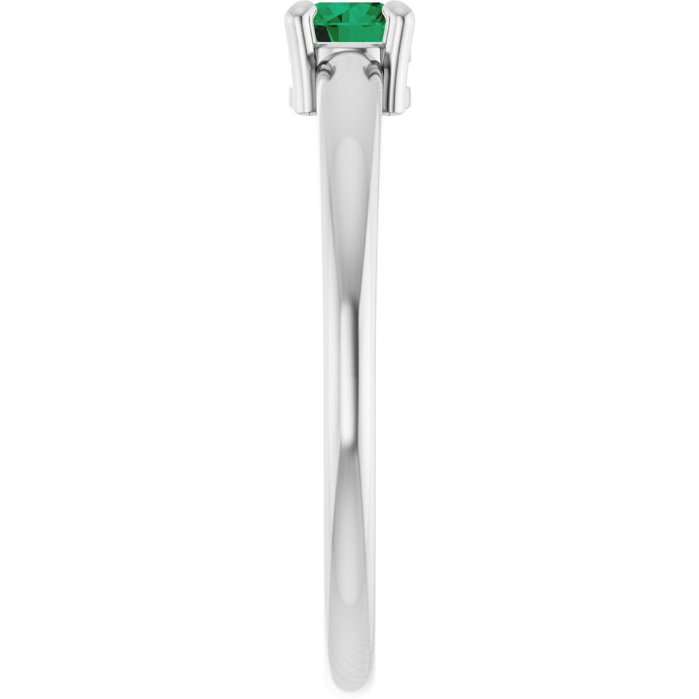 14K White Gold Natural Emerald Ring