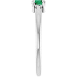 14K White Gold Natural Emerald Ring