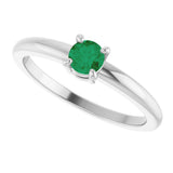 14K White Gold Natural Emerald Ring