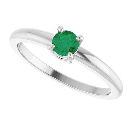 14K White Gold Natural Emerald Ring