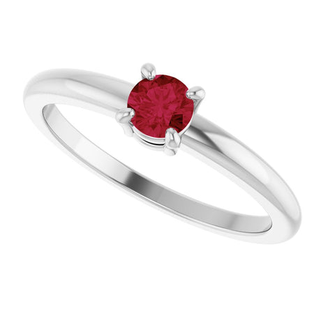 14K White Gold Natural Ruby Ring