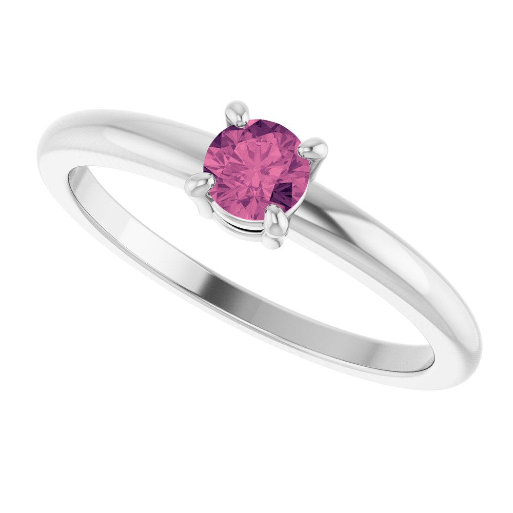 14K White Gold Natural Pink Tourmaline Ring