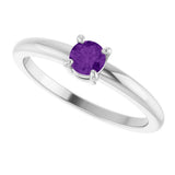 Sterling Silver Natural Amethyst Ring