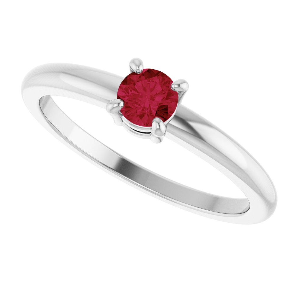 14K White Gold Natural Ruby Ring