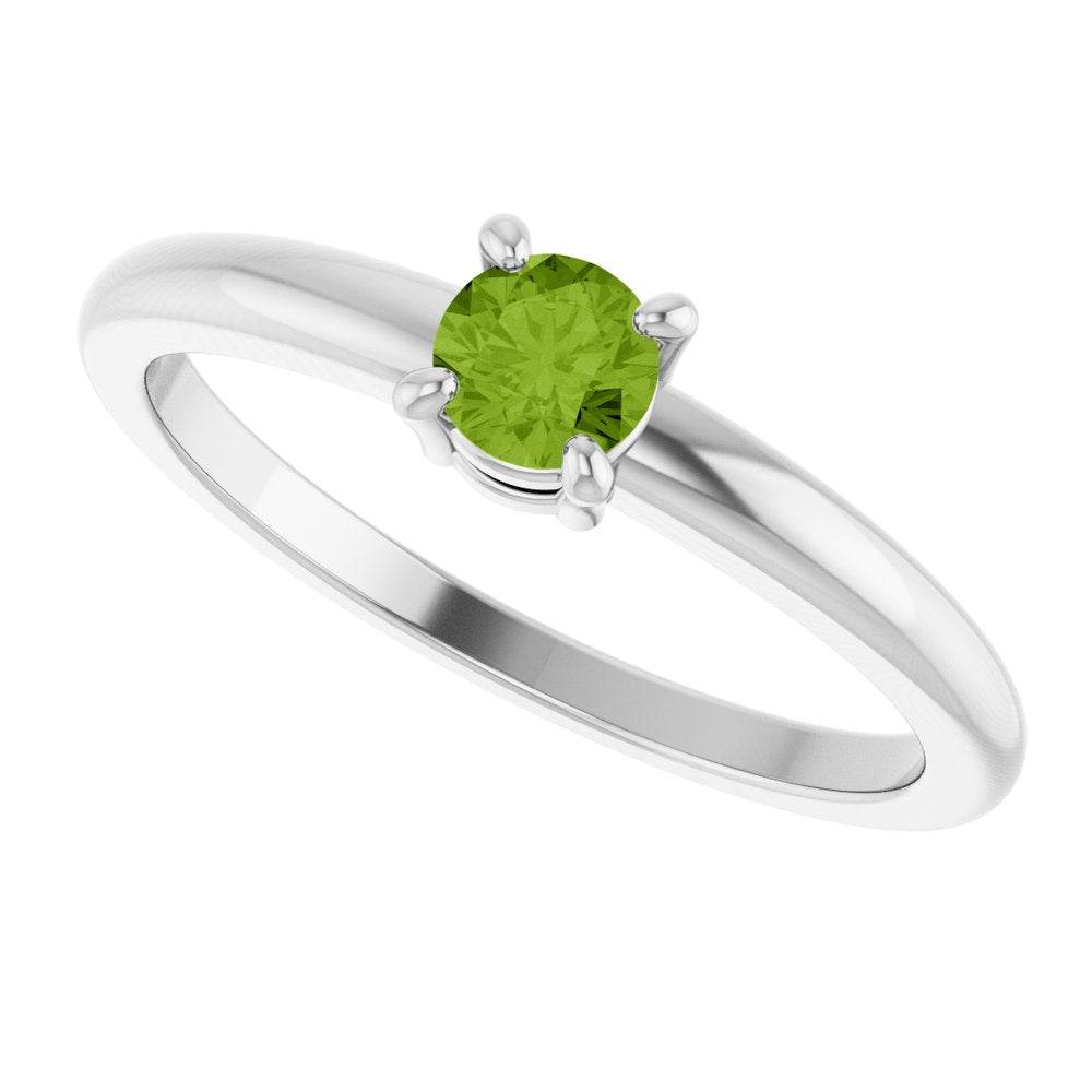 14K White Gold Natural Peridot Ring